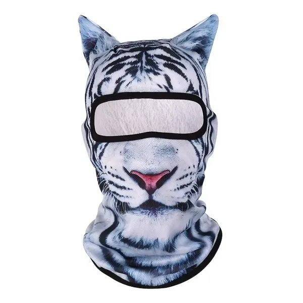 Pasamontañas con orejas de gato 3D Tigre blanco
