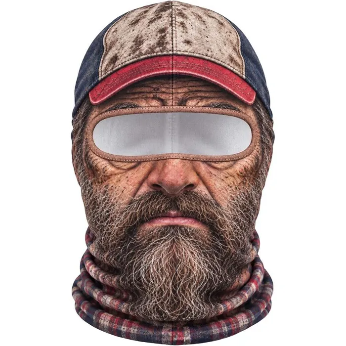 Pasamontañas de esquí con cara graciosa Barbudo con gorra
