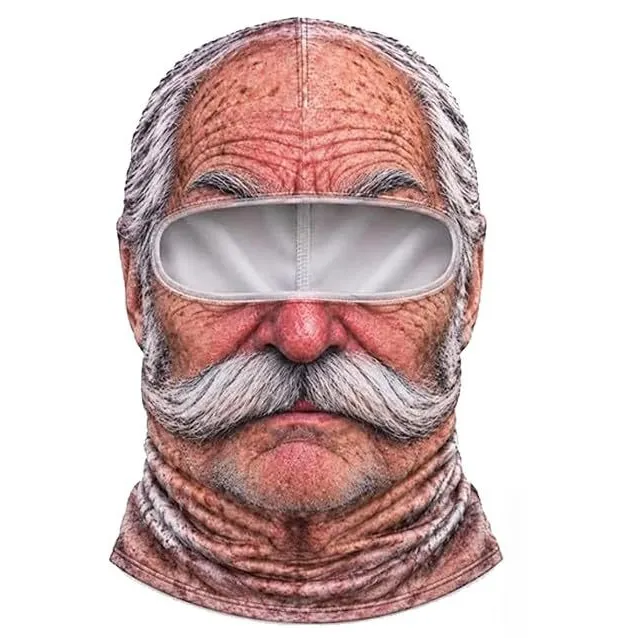 Pasamontañas de esquí con cara graciosa Abuelo bigotes